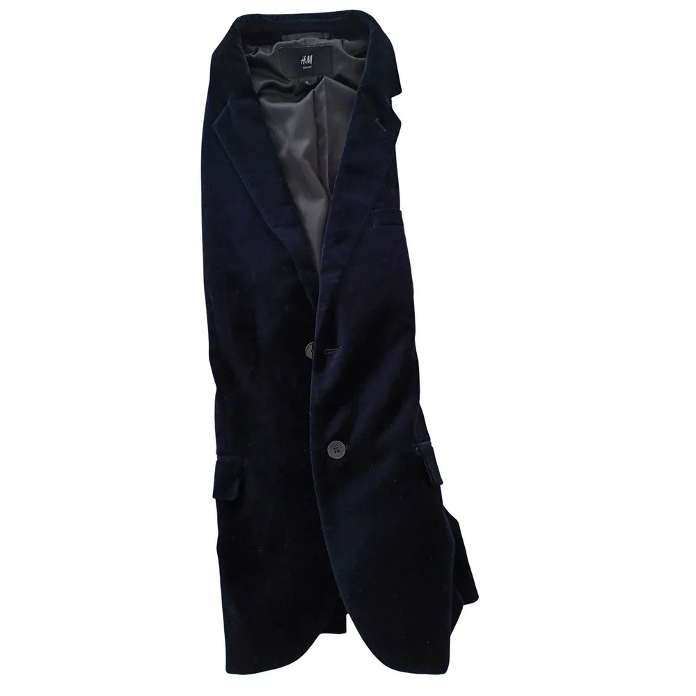 Mens‎ Navy Velvet Evening Blazer Slim Fit 40R Luxury Formal Jacket NWOT